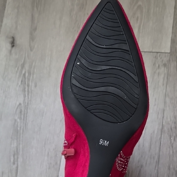 Elegant Red Women's Ankle Boots - Picture 4 of 6